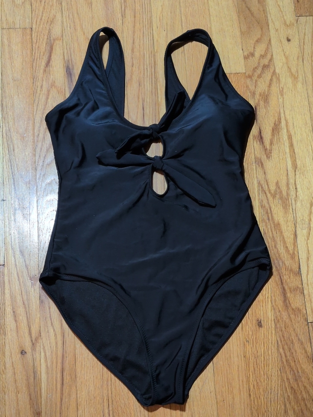 Old Navy Black One-Piece Swimsuit with Front Tie Detail L